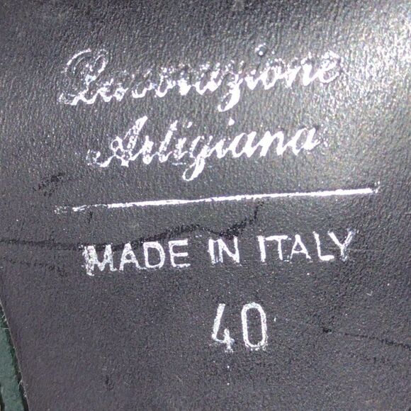 Lavorazione Artigiana Hand Made Green Suede Boho Heeled Slouch Boots Size Eu 40 - Picture 8 of 9